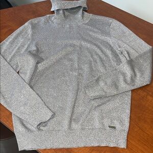 Calvin Klein Silver Sparkling Turtleneck Sweater Shirt